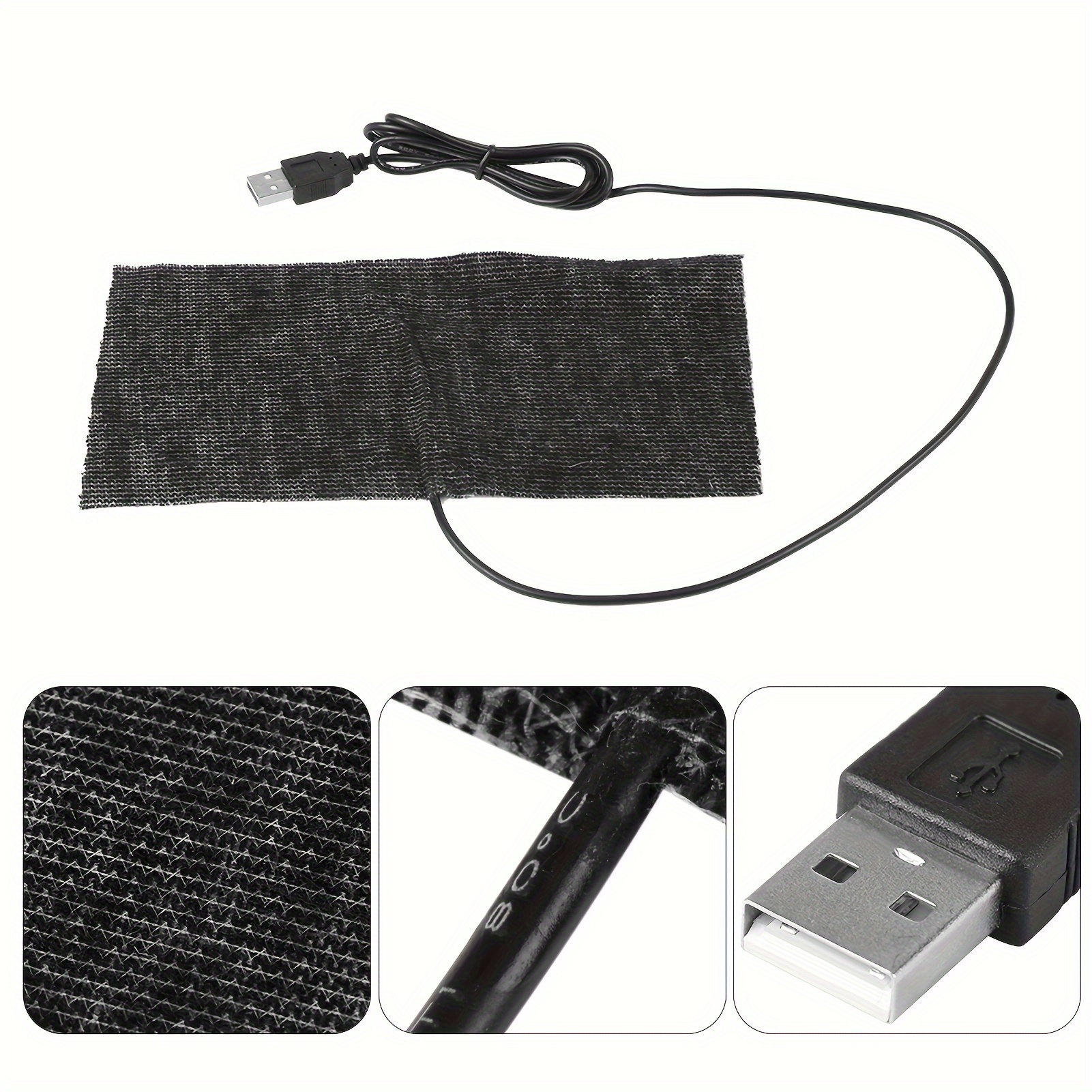 

5v Usb Heating Mat, Carbon Fiber Warm Heating Pat Wide Applications Pet Reptile Pad Desk Seat Cat Dog Bed Heated Mat Light Weight Black