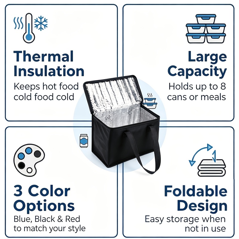 Small Insulated Cooler Bag for Lunch & Drinks, Portable
