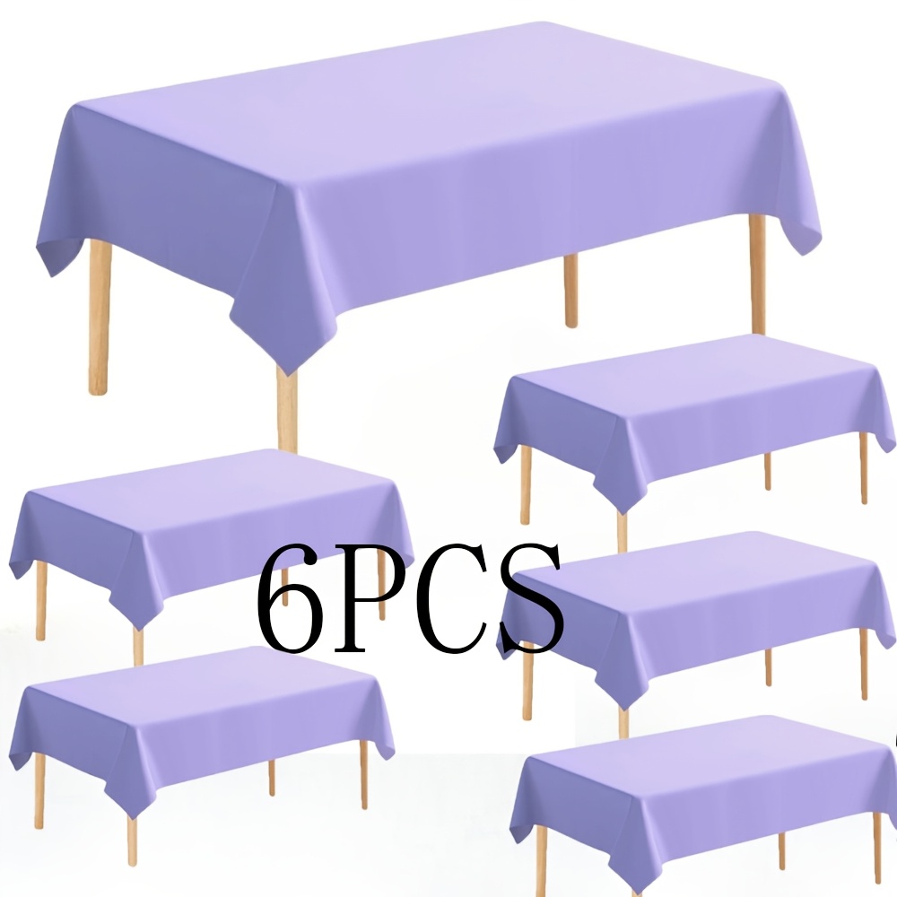 TEMU 6pcs Tablecloths, Lilac Purple High-end Rectangular Tablecloth 54*72, Premium Pe Party Tablecloth, Suitable For Feet Tables, Perfect For Indoor