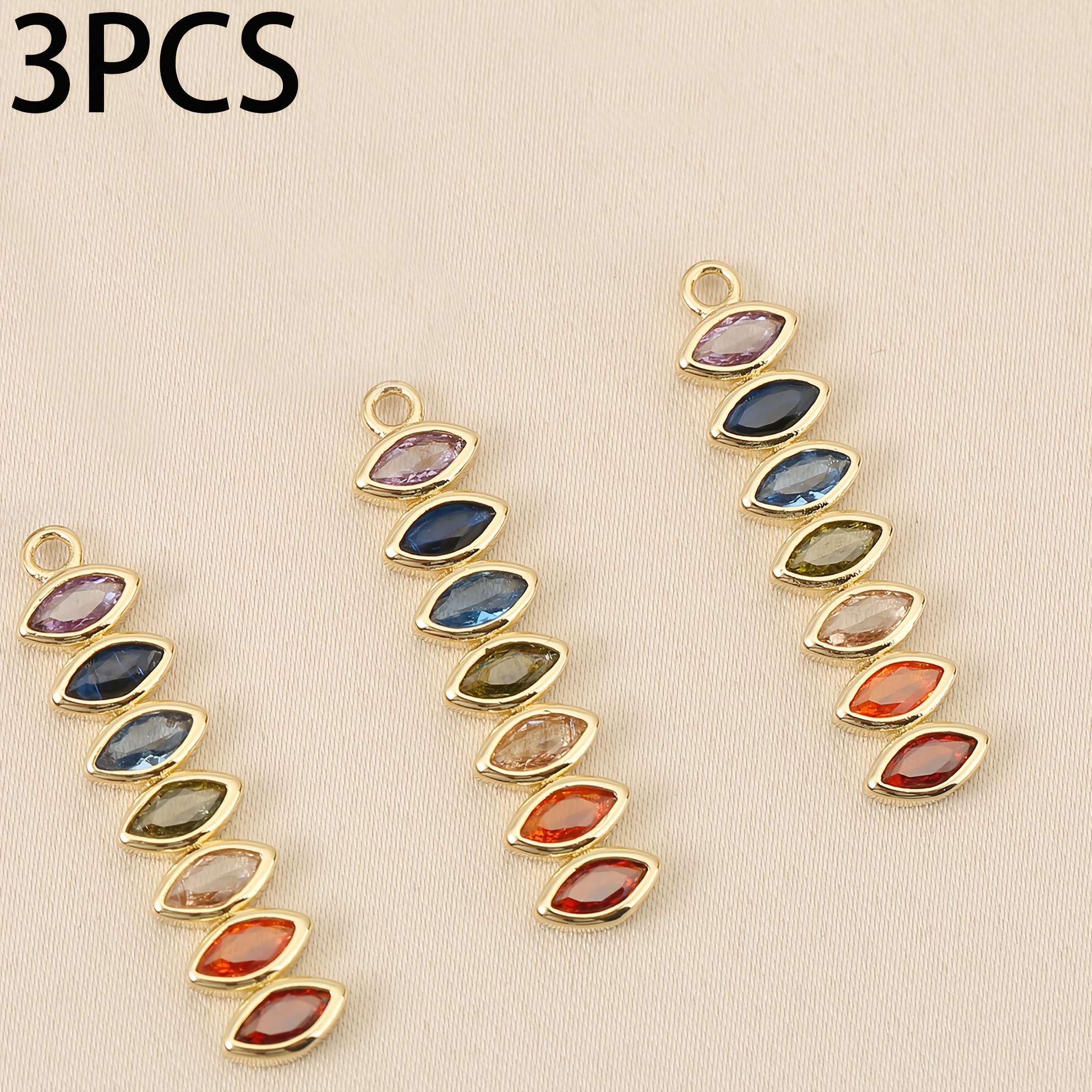 TEMU 3pcs, Copper-made - Bohemian - Geometric Long Strip - Pendant - Unisex Fashion, Women's Additions - Handmade Gift For Valentine's Day, Suitable