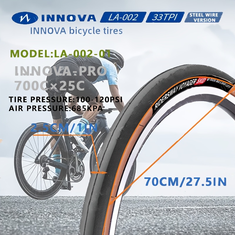 LA-002 Road Bike Tires 700x25c, Semi-Smooth Rubber, 33TPI/60TPI, Yellow  for Visibility, Durable Outer Bicycle Tire for Riding Safety