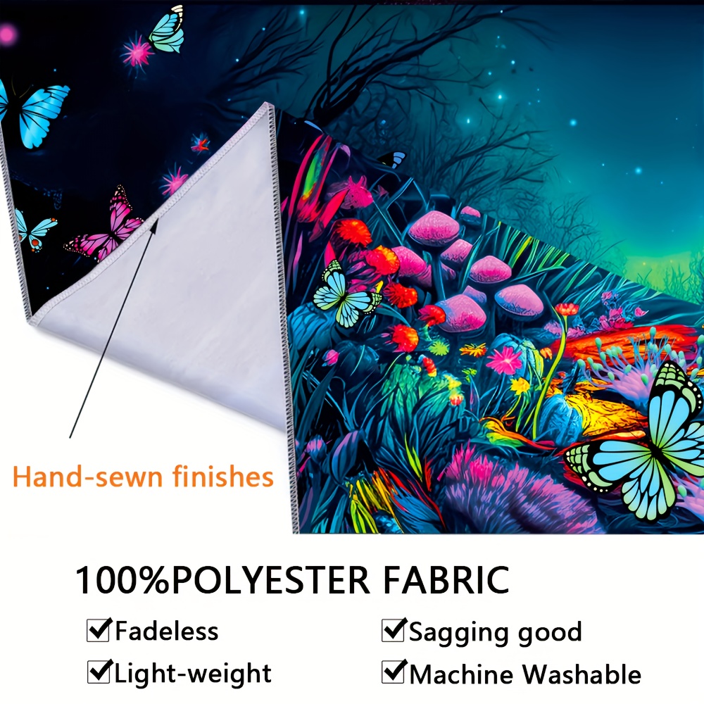 Pond Butterfly Uv Black Light Tapestry Fluorescent Wall Decor_voghion.com