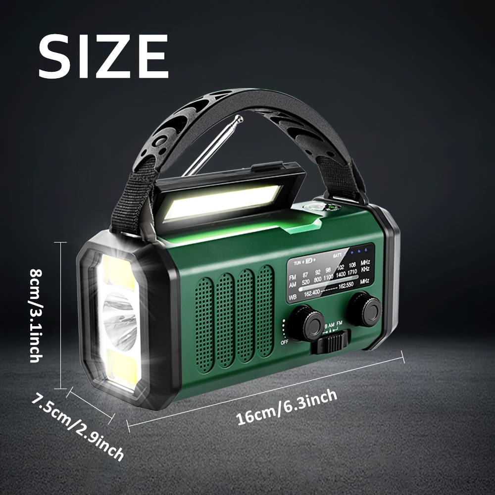 emergency radio solar hand crank powered am fm weather charging 10000mah polymer battery flashlight reading lamp sos alarm phone charger for emergencies details 1