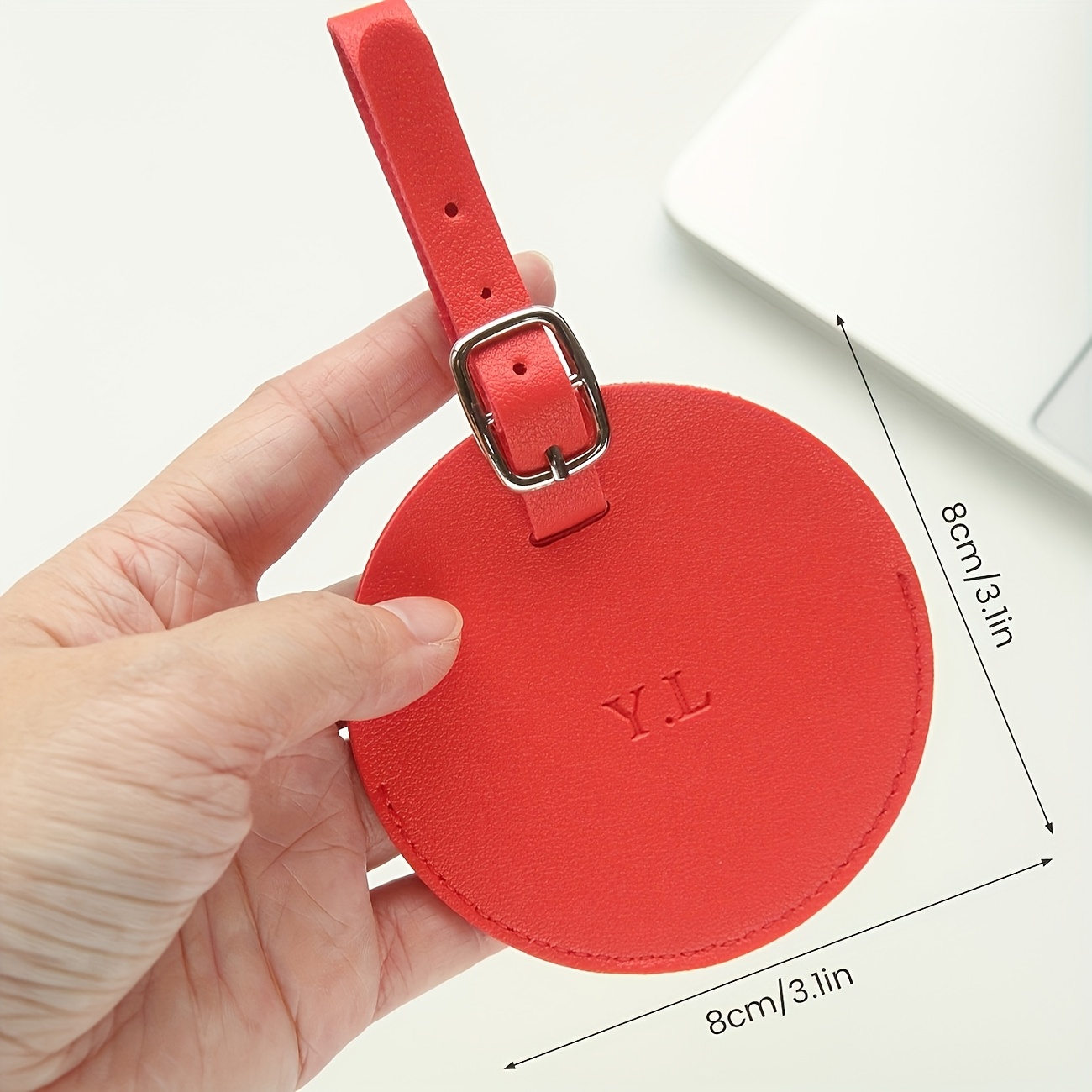 Personalized Round Luggage Tag with Initial, Custom Travel Accessory