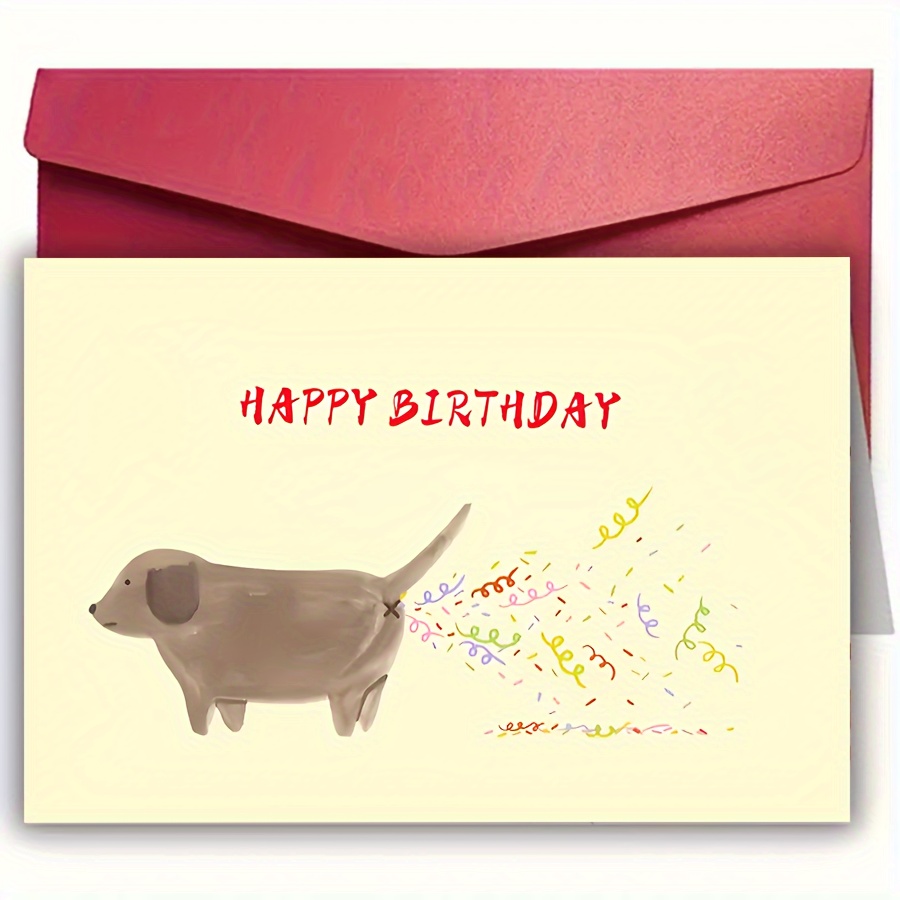 Cartoon Dog Fantasy Birthday Greeting Card - Birthday Wishes, Unique , Humorous Celebration Card Suitable For , Family, , Quirky Business Thank You Cards, High Quality Paper With Envelope