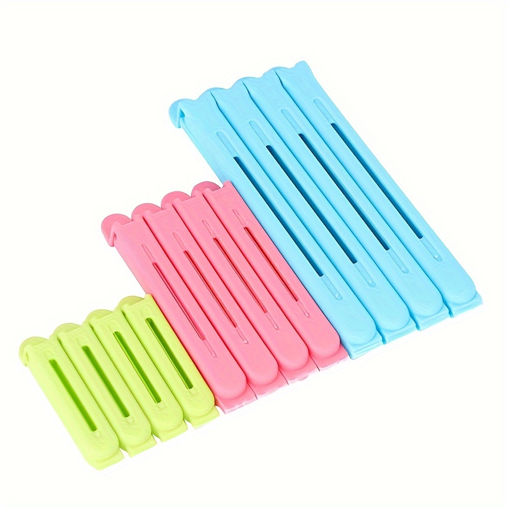 

12pcs Plastic Sealing Clips For Food & Snack Bags - , Airtight Seal In (2.75in, 4.33in, 6.29in) - Ideal For Kitchen Organization, Bag Clips For Food Storage