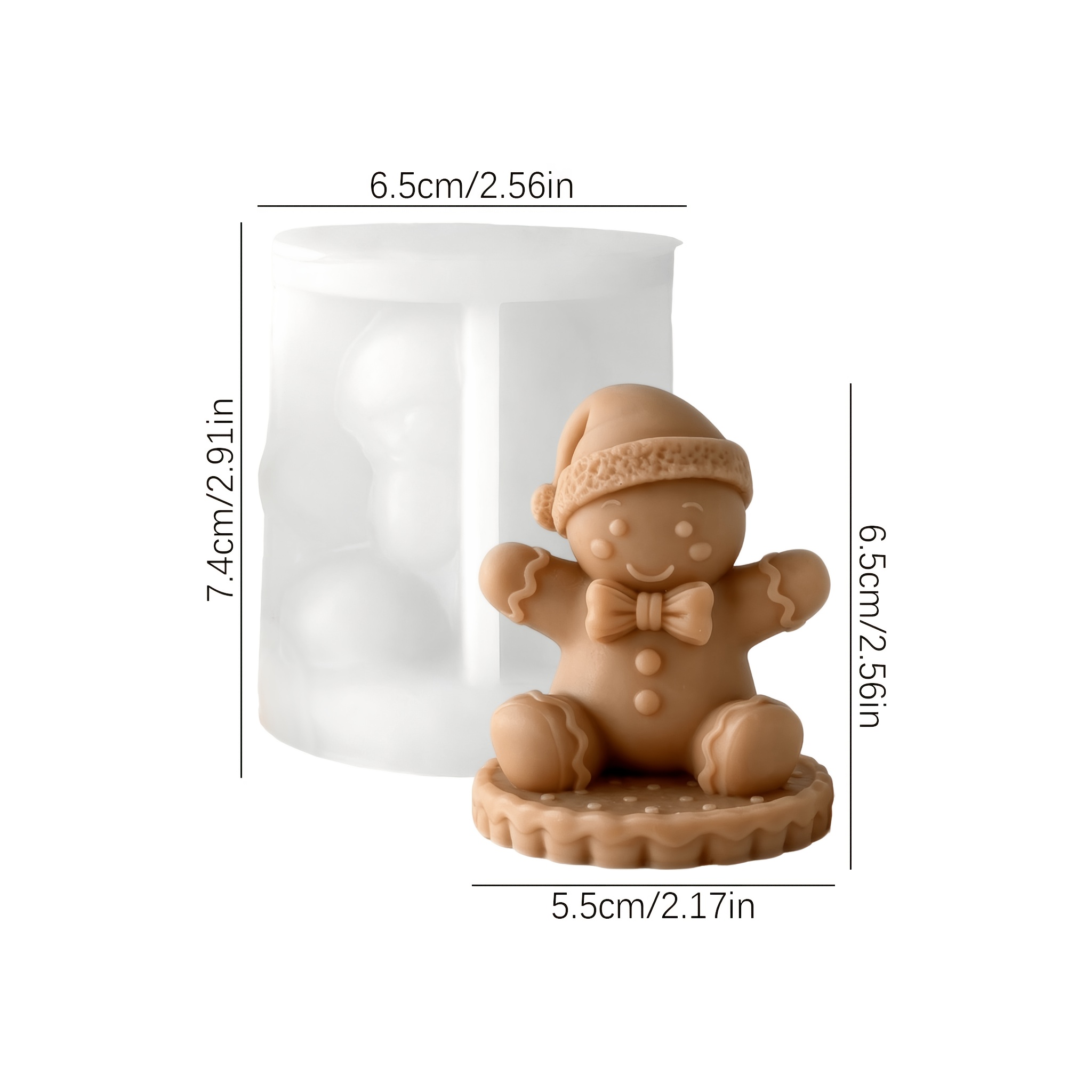 TEMU Moule en pour bougie parfumée en pain d'épices de Noël, moule à ornement en diffuseur d'arôme en plâtre de style de Noël à soi-, moule pour