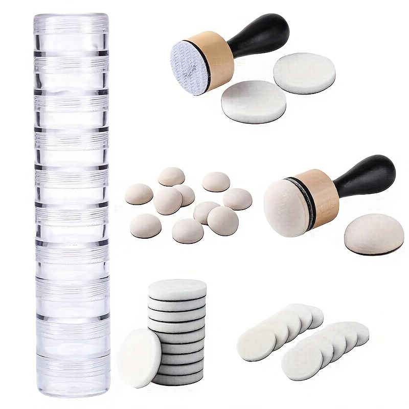 

3/10pcs Mini Ink Blending Tools With Round/domed Foam Applicators, Transparent Stackable Jars For Glitter/beads, Scrapbooking Storage Container, Portable Craft Box