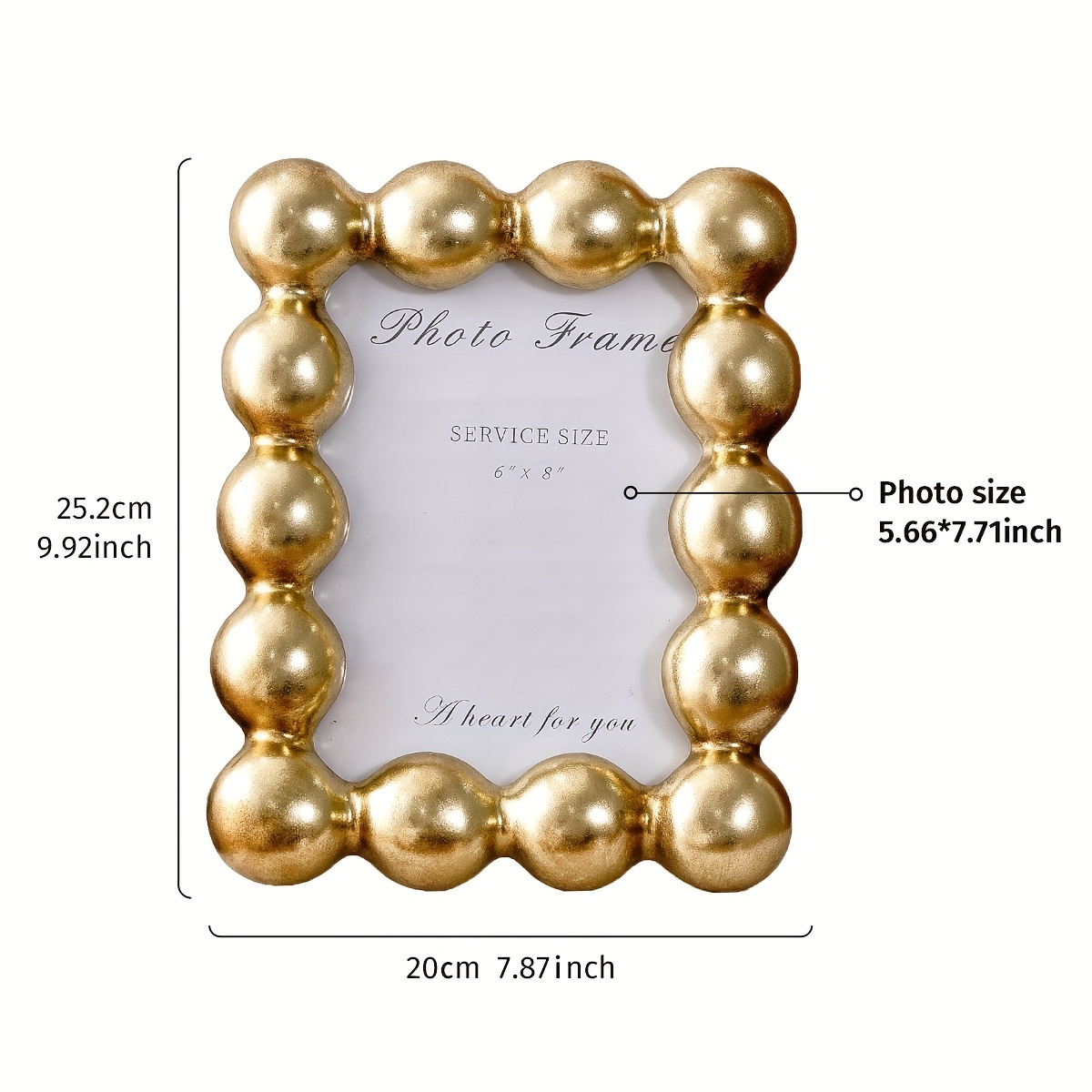 Image of 1pc Modern Simple Large Pearl Style Decorative Photo Frame, Resin Material Round Ball Decorative Border Photo Display Frame, With A Random Photo Frame For Horizontal And Vertical Use