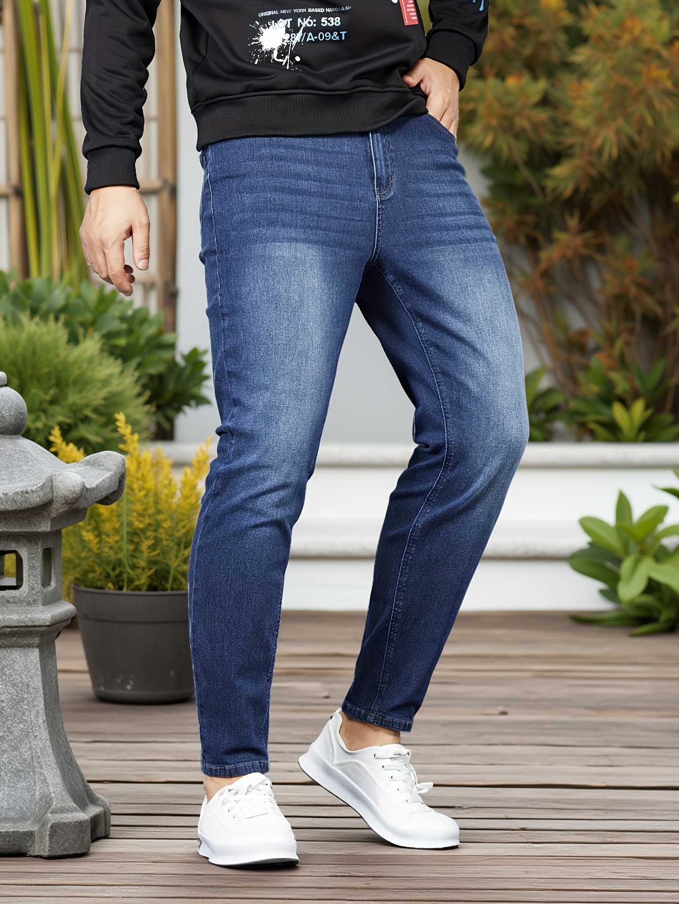 Men'S Slim Fit Black Casual Pants - YASUYUAN Rayon Blend, Medium Stretch, Solid Color, Comfortable & Stylish for All Seasons, Everyday Comfort Wear | Sleek Design | Smooth Texture