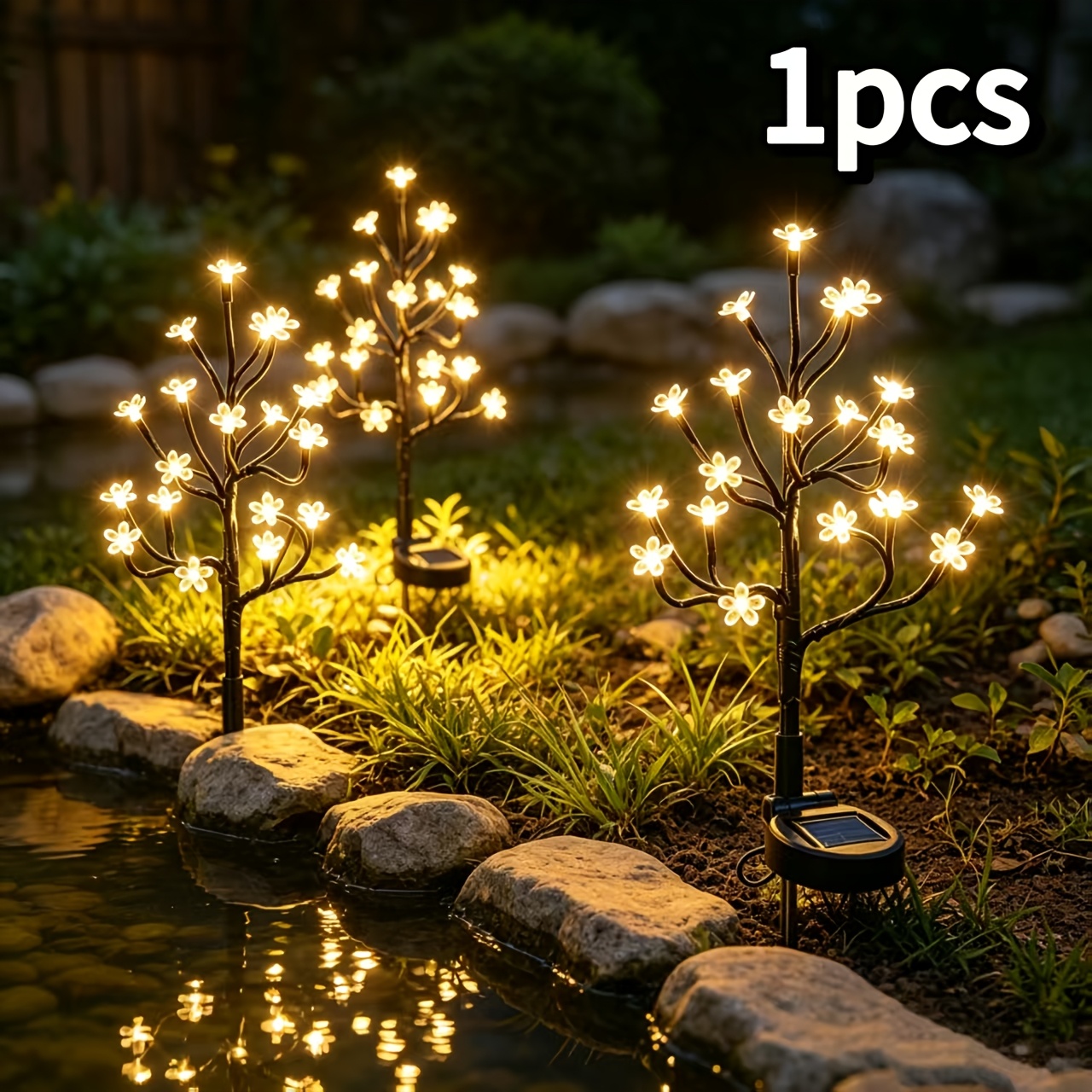TEMU Outdoor Light Upgrade Version Solar Courtyard Light, Outdoor Smart Buried Light, Outdoor Decorative Fixture, Retro Cherry Style Outdoor Light,
