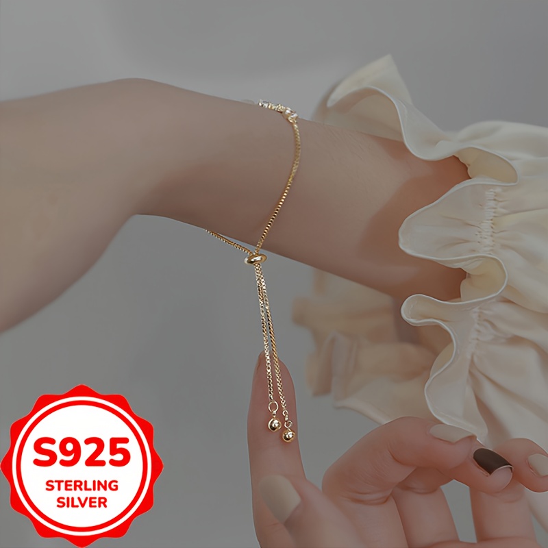 Women's S925 Silver Clover Bracelet with Zirconia