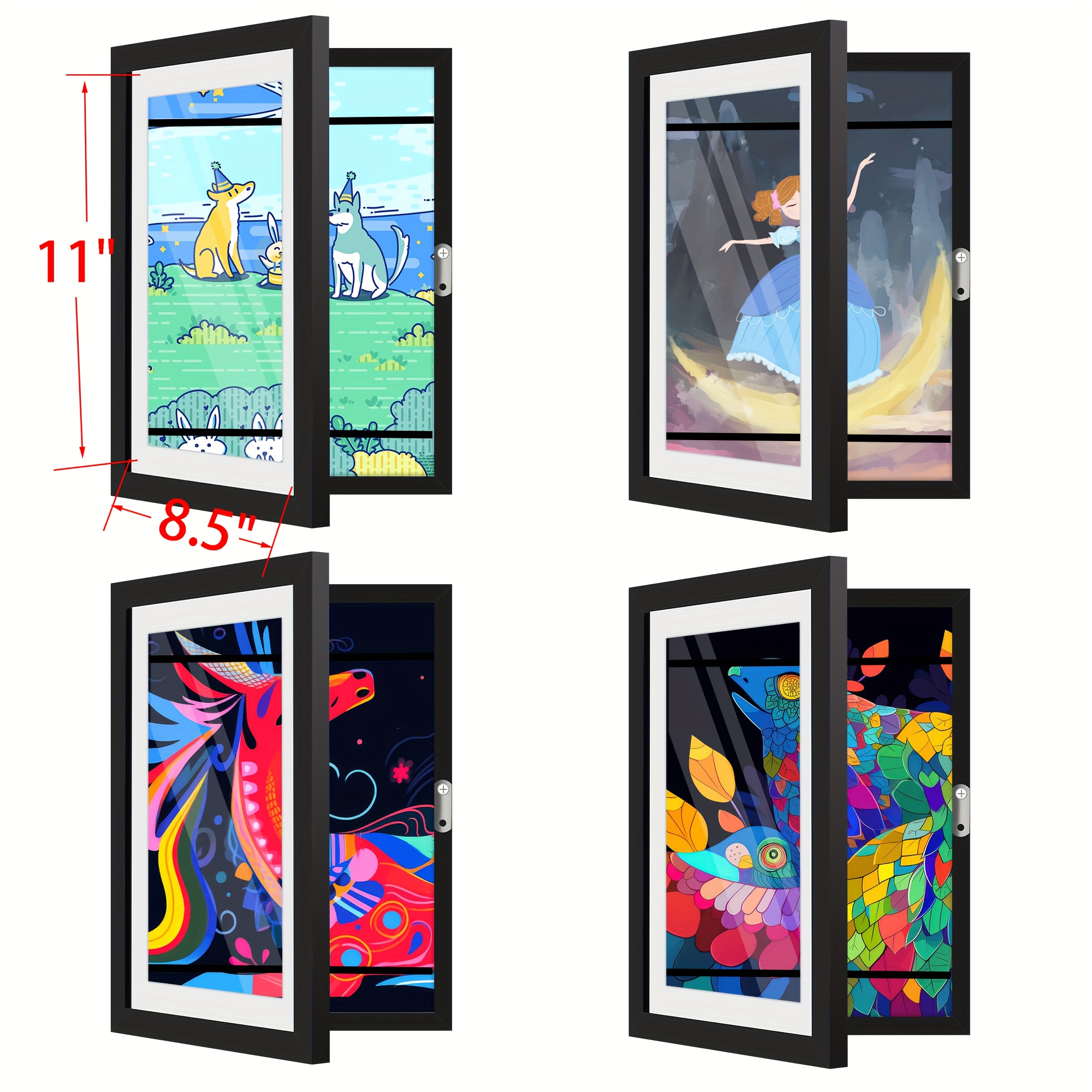 TEMU 1/2/4-pack 8.5x11 Art Frames, Picture Frame, Childrens Art Frames With Storage, Kids Art Frames , Artwork Frames For Kids Art, Front Opening