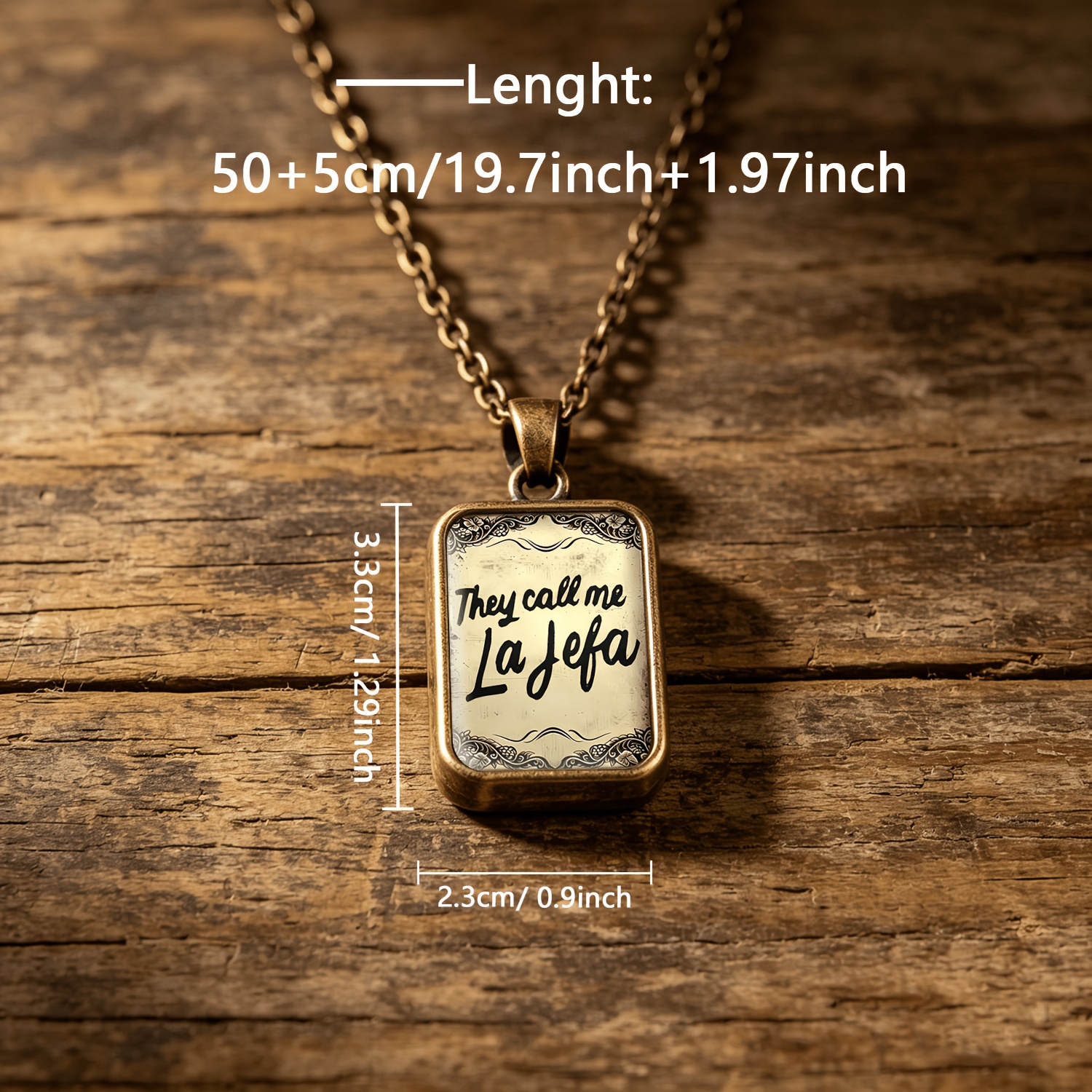 Women's Double-Sided Square Glass Tag Necklace, Creative Design