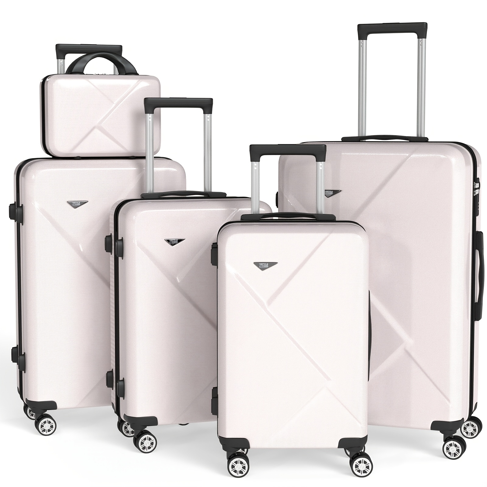 Zestaw 5 sztuk niezbędnej walizki na wakacyjne podróże, lekki, odporny na zużycie i upadki, z wbudowanymi przegrodami, wyposażony w ciche uniwersalne kółka, wysokiej jakości zamek szyfrowy i wysuwaną rączkę, rozmiary 12/18/20/24/28 cali