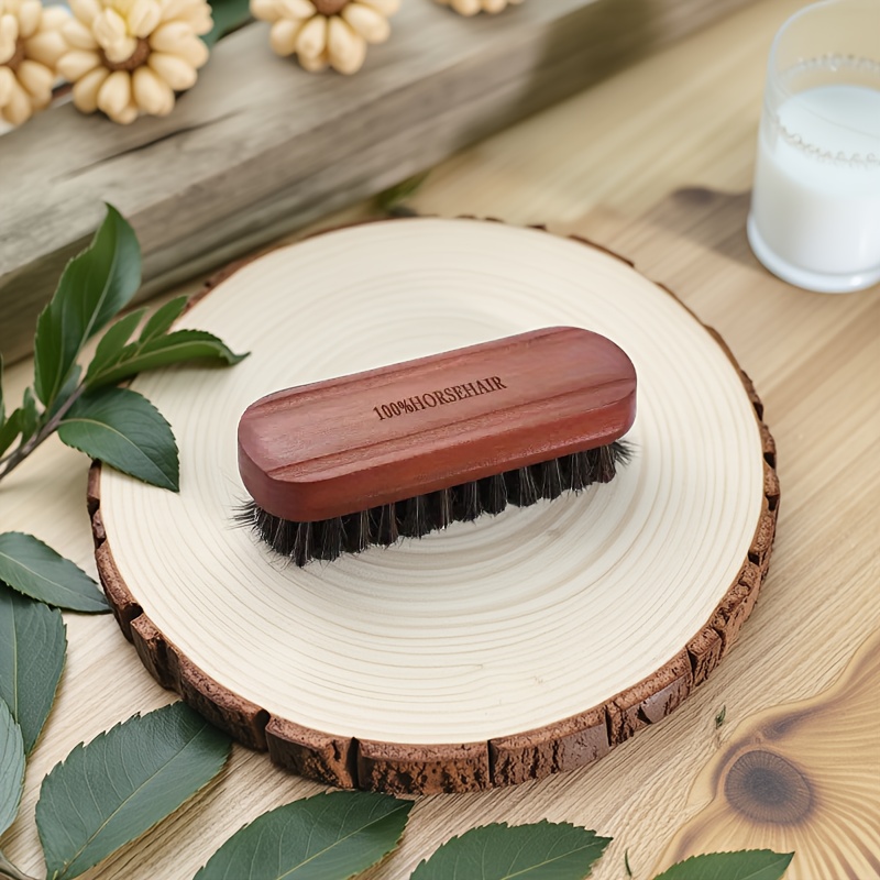 Image of 1pc Professional Wooden Handle Bristles Hair Brush Leather Boot Shoes Polishing Brush Solid Wood Cleaning Brush