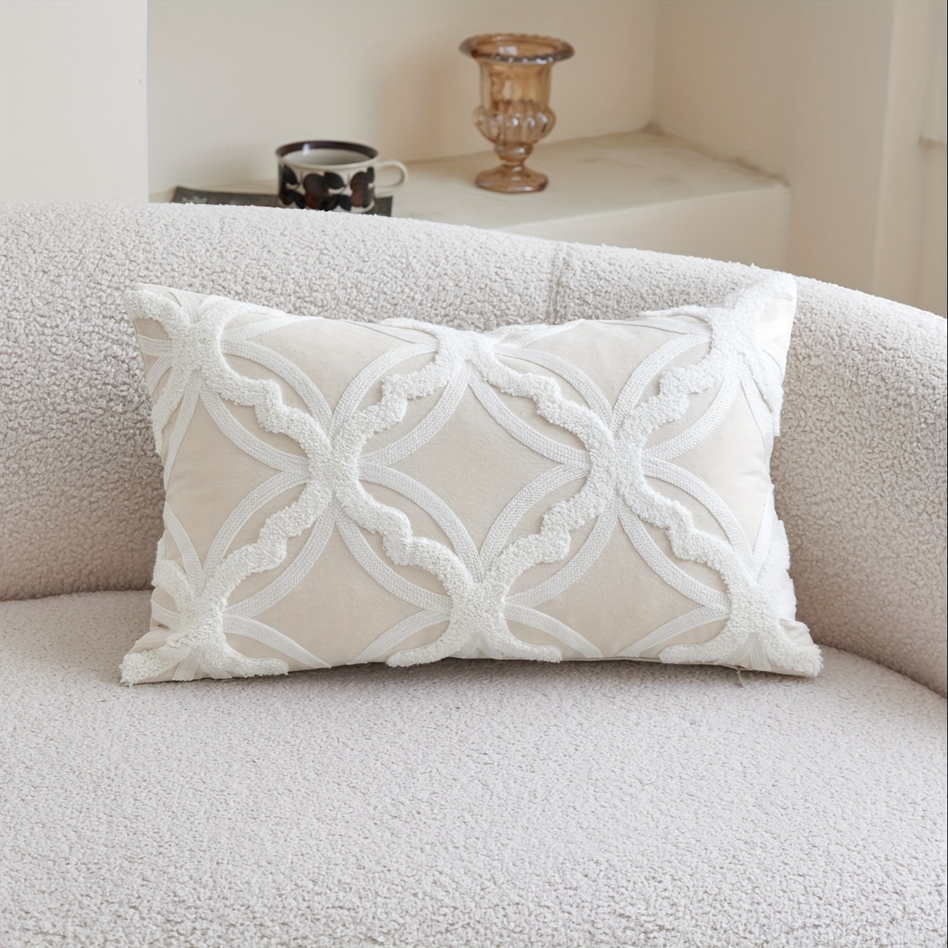 Geometric Pattern Multi-embroidery Craft Combined Geometric Pattern 3d Embroidery Pillowcase 1pc Home Decor