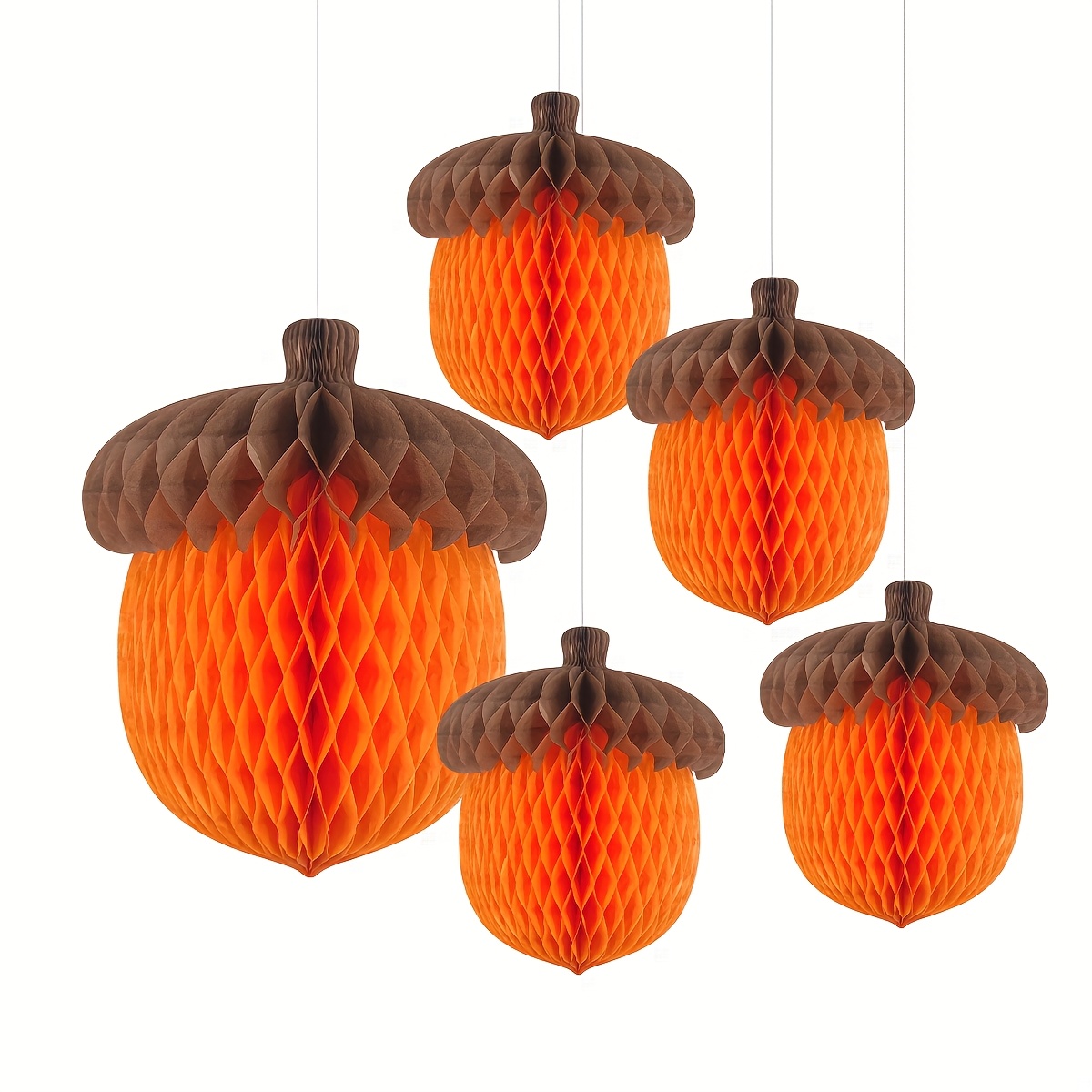 Image of 3pcs/5pcs Autumn Honeycomb Decor, 30.5cm X 20.3cm Paper Towel Hanging Decoration For Thanksgiving Party, Halloween Decorations, Christmas Decorations