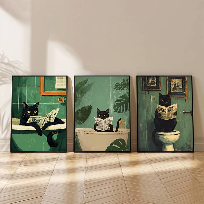 2 Adesivi Murali Divertenti Per Bagno Con Frasi, Decorazione Parete PVC Nero 30x25cm