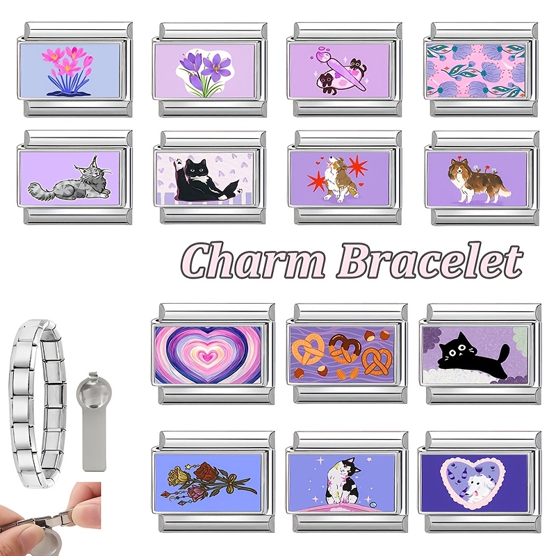 Exquisite Photo-Style Bracelet with Heart and Cat Designs