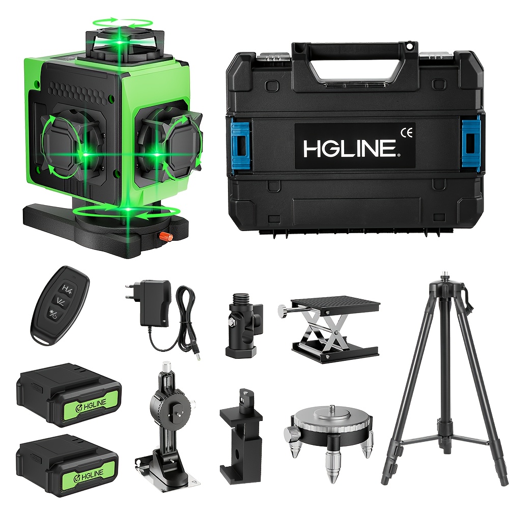 16-line Laser Level With 360 Degree Automatic Leveling, 4x360° Green Cross Line Laser Level Tool, Suitable For Construction And Picture Hanging, 4d Laser Level