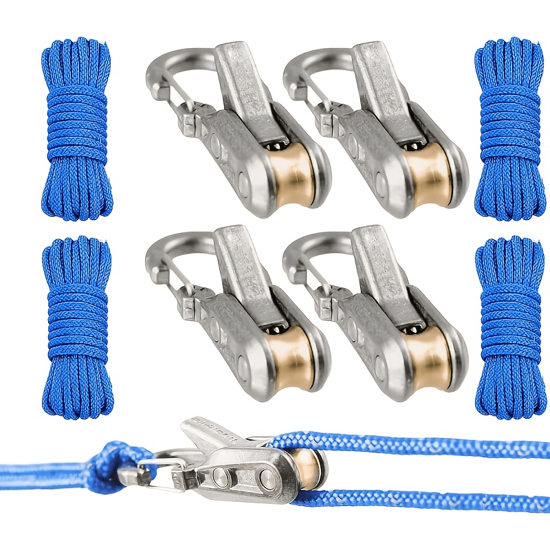 Image of Pack Of 8 Rope With Roller Tensioner, For Easy And Secure Tying Rope Tensioner Tool With Locking For Camping, Boating, Outdoor Activities