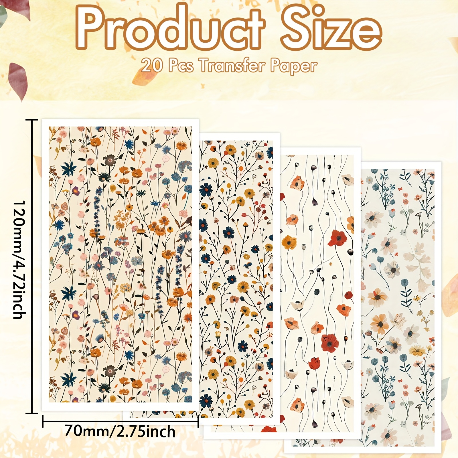 E-shop Puocaon Blumen-Transferpapier - 20 Blätter Transferpapier für Polymer Clay Ohrringe Schmuck mit Frühlingsblumendesign
