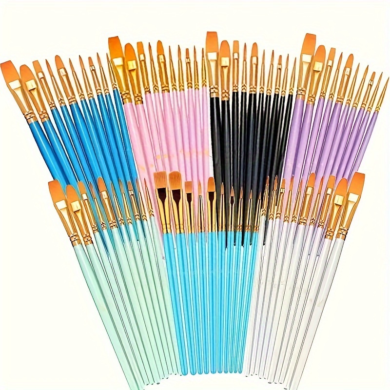 

A Set Of 30 Nylon Watercolor Brushes In 3 Styles For Learning Diy Oil And Acrylic Painting Supplies, Christmas, Halloween, And Thanksgiving Gifts, In Colors.