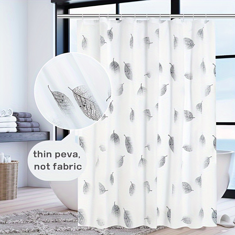 

1pc Thickened Waterproof And Mildew-proof Shower Curtain, Pvea Bathroom Partition, Comes With Hooks, White, 180cm*180cm