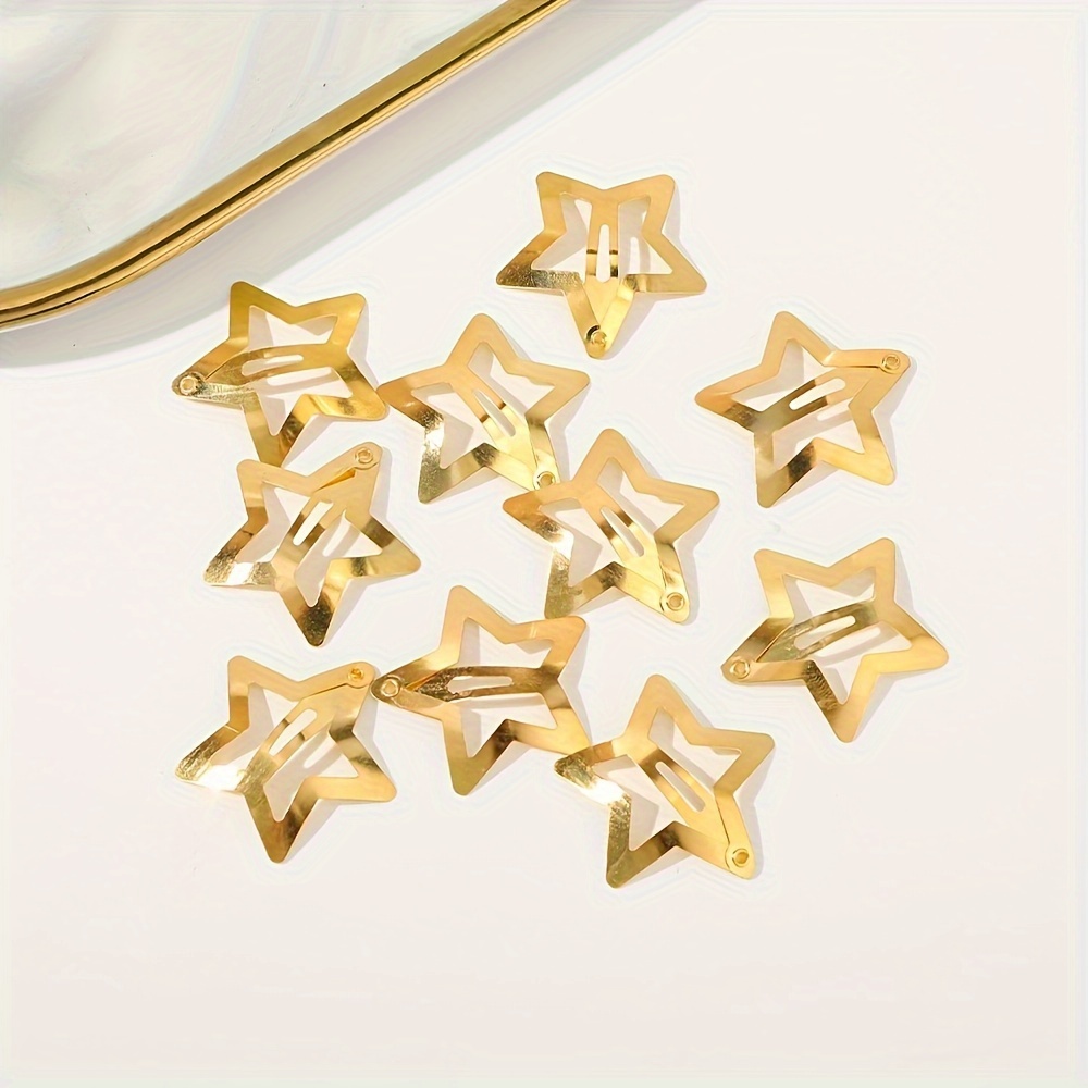 5/15/30/60pcs Y2K Silvery Star Hair Clips for Girls Filigree Star Metal Snap Clip Women Simple BB Hairpins Barrettes Hair Accessories, Gift for Eid, Ramadan
