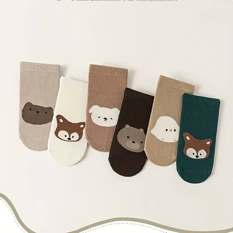E-shop 6 Paar rutschfeste Kindersocken mit Cartoon-Tiermotiv, mit Rutschschutz- auf der Unterseite. Diese Socken sind rutschfest sturzhemmend. Sie