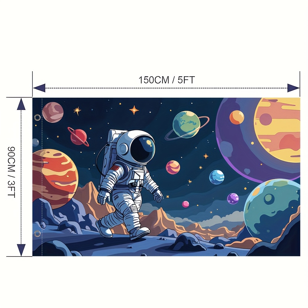 TEMU 1pc, Outdoor Flag, Astronaut , Polyester, Perfect For Outdoor Parties, Farmhouse Decor & Mardi Gras Celebrations Decoration, No Pole Included