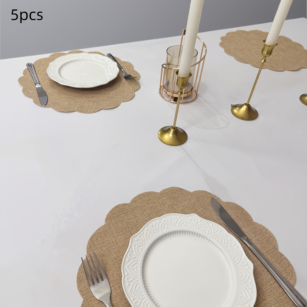 E-shop Spitzentischset, blütenförmige Tischmatte, 33 cm * 33 cm, runde Tischset, wiederverwendbare Hochzeitstischmatte, braunes