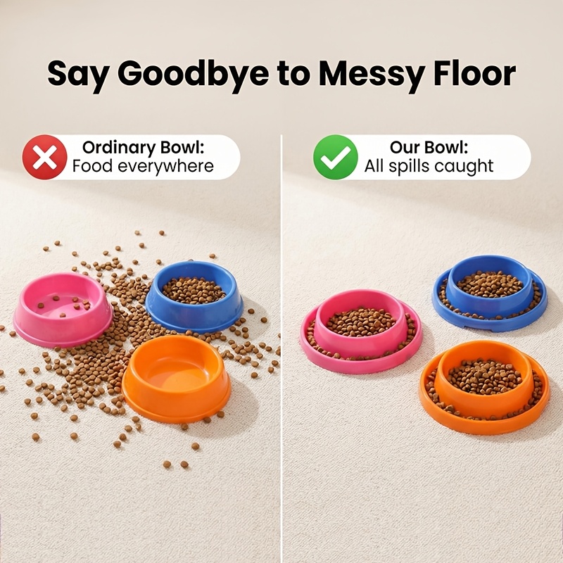Anti-Ant Pet Bowl, Universal Plastic Food Dish for Cats And Dogs, with Anti-Splash And Ant-Proof Water Trough, Easy-Clean Non-Slip Feeding Bowl