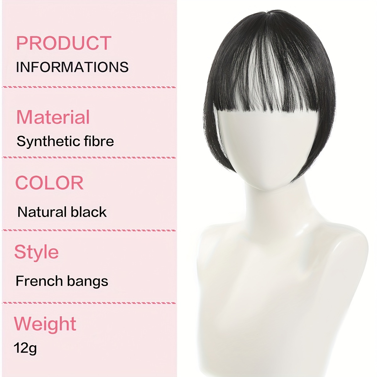 womens   clip in hair bangs synthetic fiber straight fringe hairpiece natural looking   volume lightweight suitable for all french bangs extension details 1