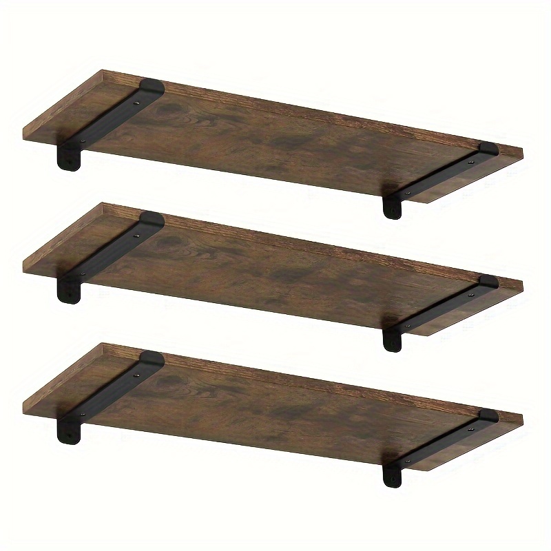 Image of 3pcs Wall Rack 3-piece Set, Suspended Shelf, Floating Shelf Load-bearing Capacity 15 Kg/layer Wall Rack, Shelf To Wall, Living Room, Kitchen, Bathroom Floating Shelf