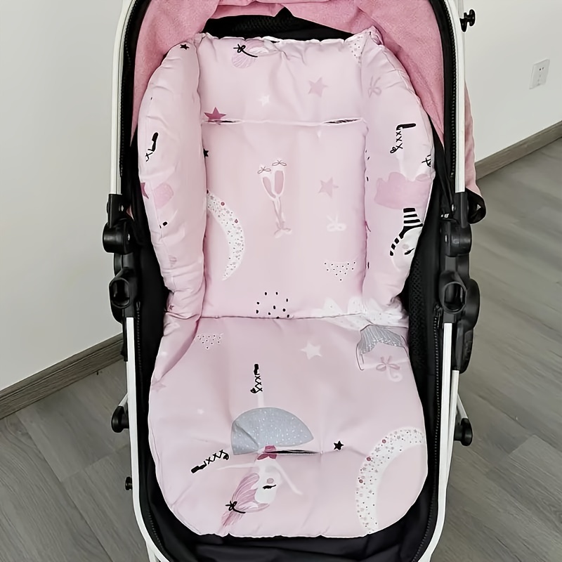 TEMU Soft And Thick Baby Stroller Seat Cushion: Comfortable And Warm, Suitable For Ages 0-3, Made Of Polyester Fiber