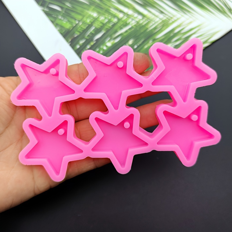 

2024 New Diy Silicone Mold Five-pointed Star Combination 6 Stars Earrings Glue Mold 6 Connected Star Shape Mirror Glue Hanging Tag Silicone Mold Shining Five-pointed Star Glue Mold