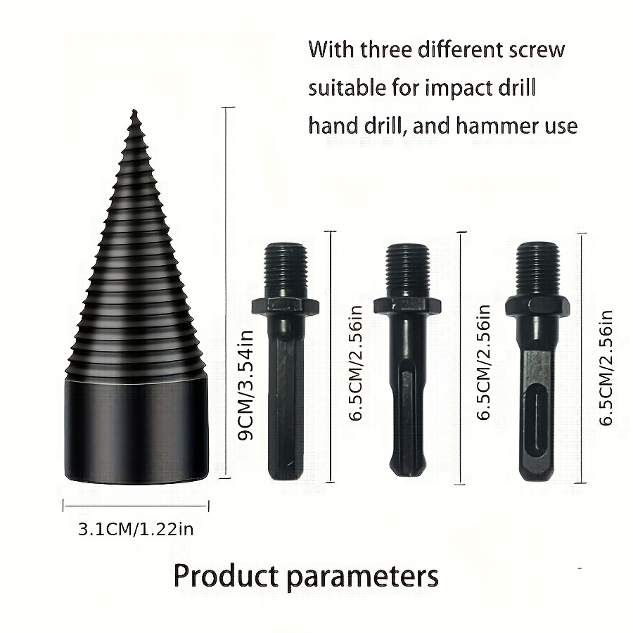 Image of 32mm Heavy-duty Electric Drill Bit- Wood Splitter Attachment - Log Splitter For Tree, Firewood Preparation, Drill Bit Set, Portable Log Splitting For Firewood Splitting
