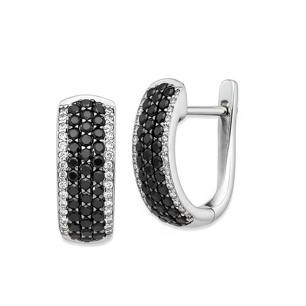 Copper Minimalist Hoop Earrings With Black Zirconia