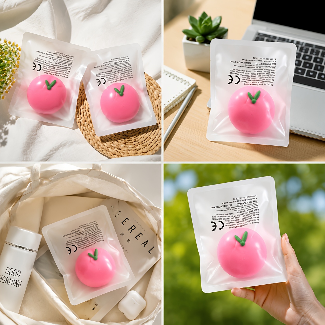 Realistic Play Food Squeeze Toys, Peach Design