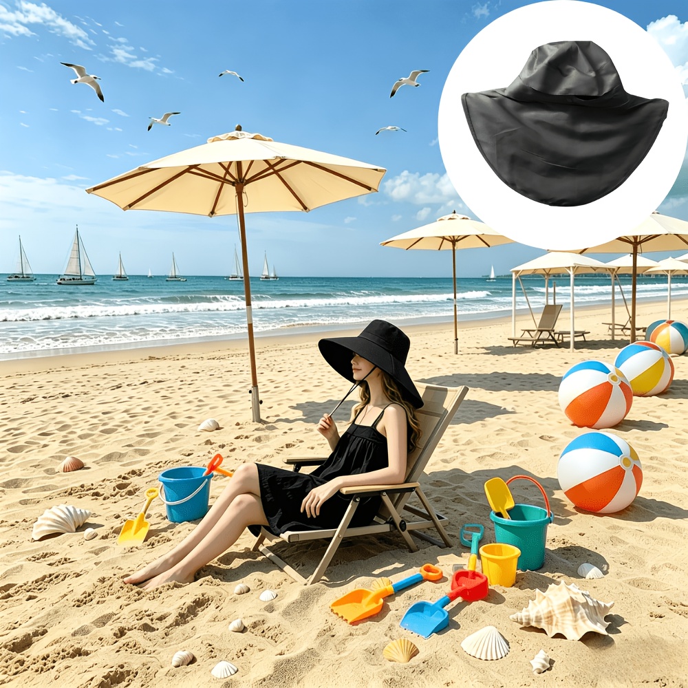 TEMU Chapeau de soleil à large bord pour femmes et 2 patchs anti-transpiration (Convient aux femmes), Chapeau de soleil style châle, Chapeau à bord