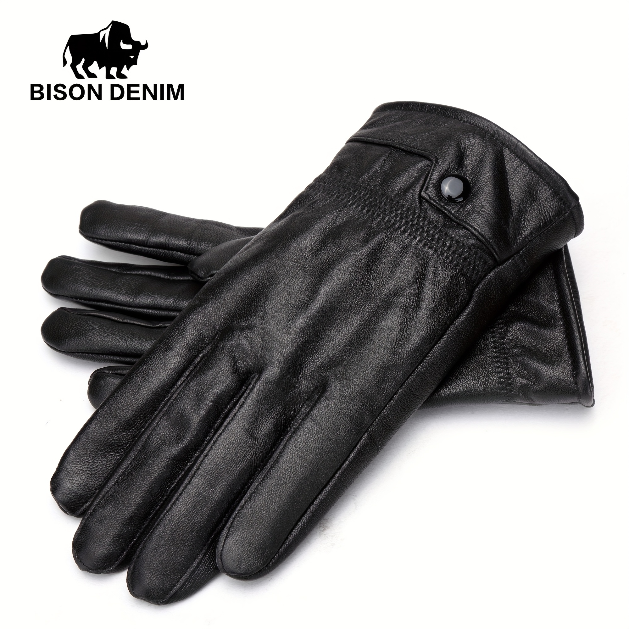 E-shop DENIM Herren Herbst/Winter Handschuhe aus echtem Schaffellleder, % Schaffell, Vollfinger-Touchscreen-Design, bequem warm, Plüsch--Futter,