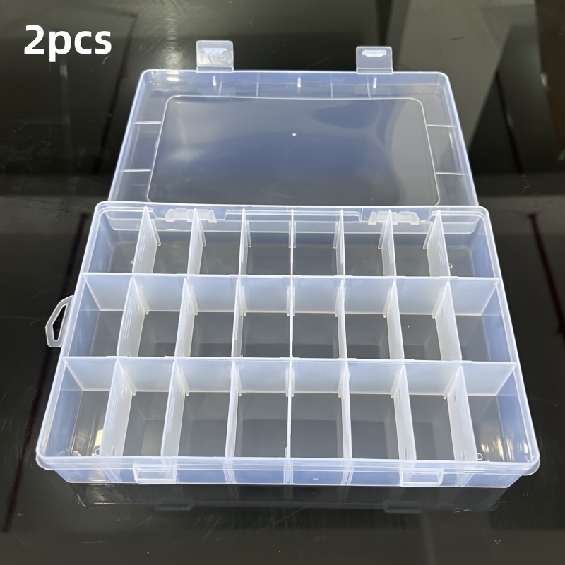 24-grid Removable Transparent Plastic Hardware Tool Storage Box Pp With Lid Divided Fishing Gear Organizer