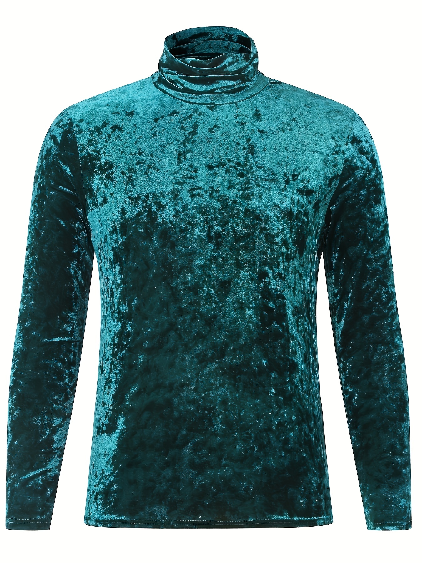 Knit Sweater Green Velvet Sweater *'s Casual High Neck Velvet