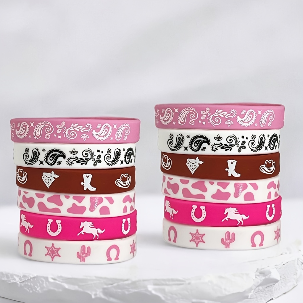 Image of Gift For Her/him Set Of 12, Flexible Silicone Wristbands Designed For Western-themed Celebrations, Suitable For Birthdays And Halloween Events, Christmas