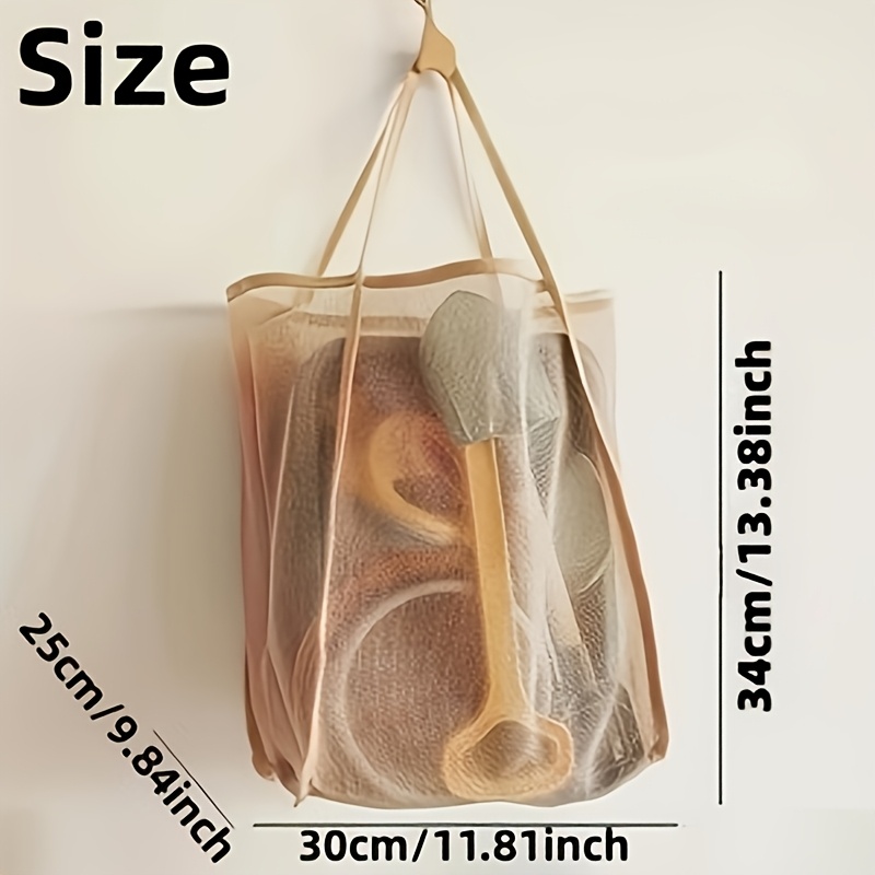 Image of Large Capacity Mesh Beach Tote - Made Of Durable Polyester, Solid Color With Sturdy Handles, Perfect For Travel, Beach, Vacation, And Camping, Multifunctional Storage Solution With A