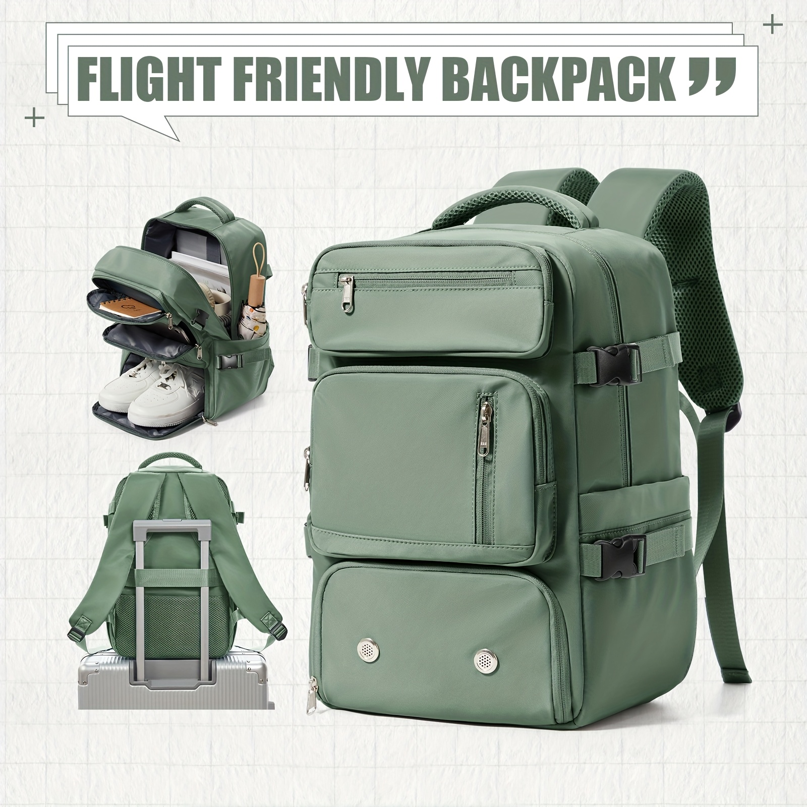 Handbagage voor Ryanair, 40 x 20 x 25 cm, rugzak, laptoptas, vliegtuig, handbagage onder de stoel, cabinetas, reisrugzak voor Easyjet, Wizz Air, Vueling, Zwart, 40x20x25cm