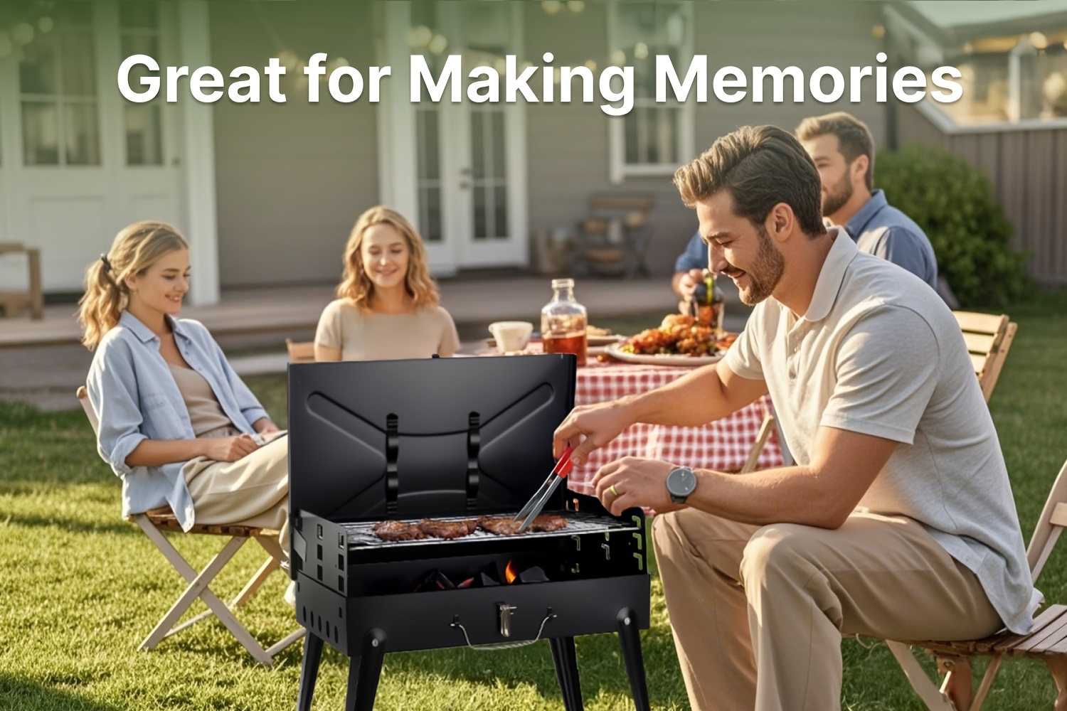 Portable Charcoal Grill, Adjustable Height Foldable Barbecue Grill, Durable And Compact, Easy to Clean, Perfect for Camping, Tailgating, And Outdoor Cooking