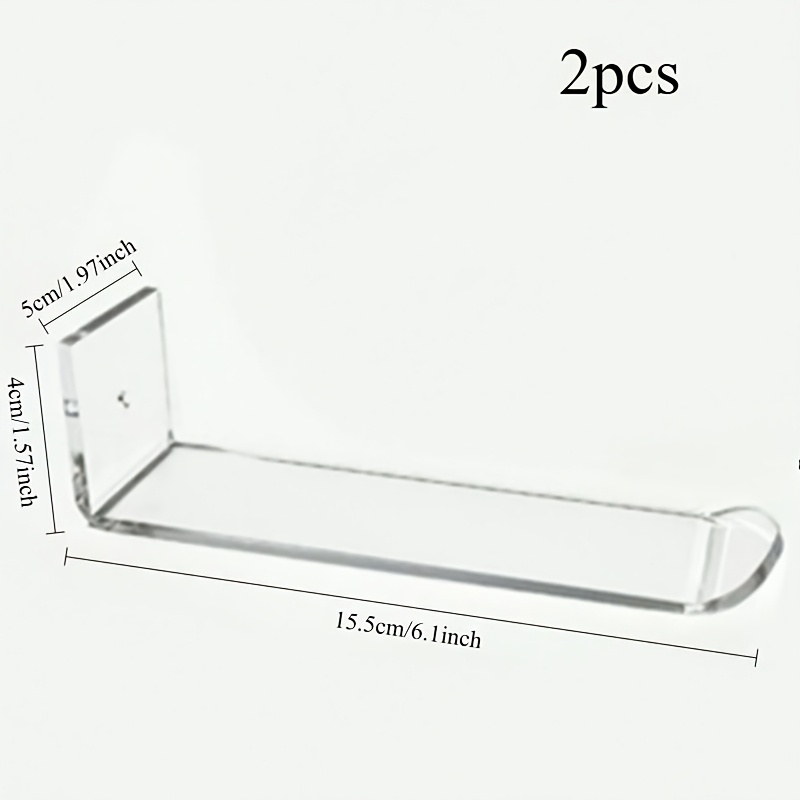 TEMU 2pcs Transparent Acrylic Display Stand - L-shaped Wall-mounted Hair Accessory Organizer, Vanity Hairband, Hair Fork, And Headscarf Storage Rack,